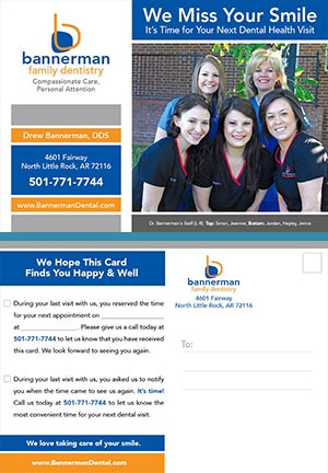 Bannerman Family Dentistry Recall Card