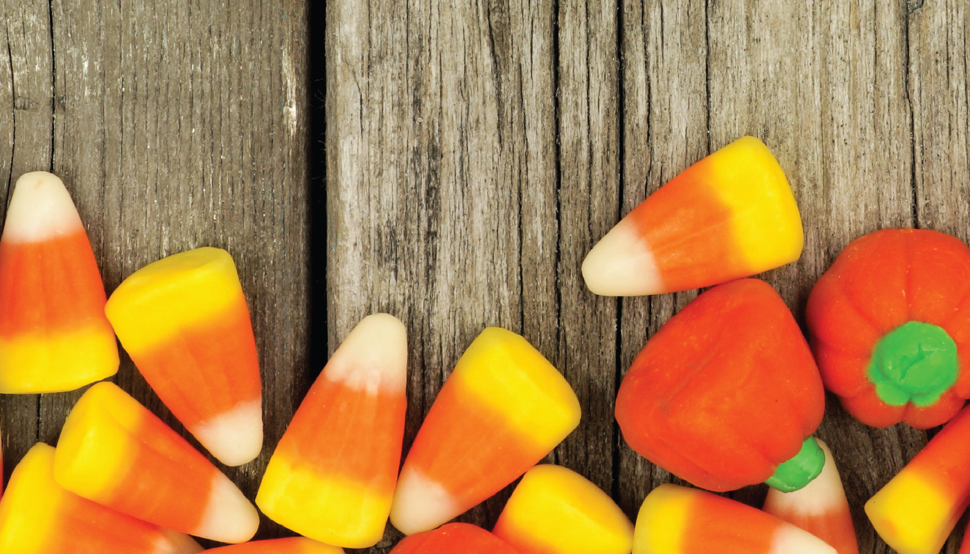 Wood slats and Halloween candy