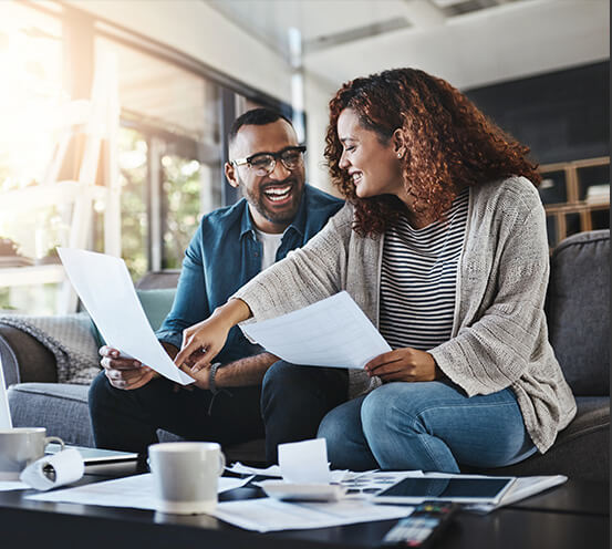 Couple looking at finances