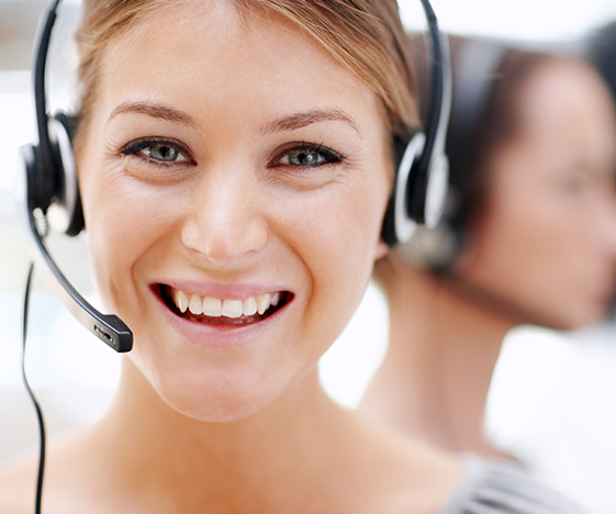 Woman wearing a headset