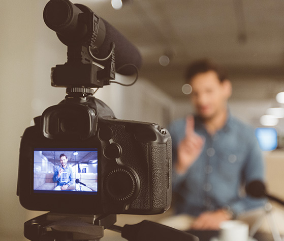 Camera facing a man