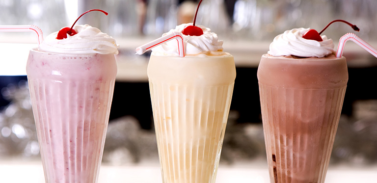 three different milkshakes