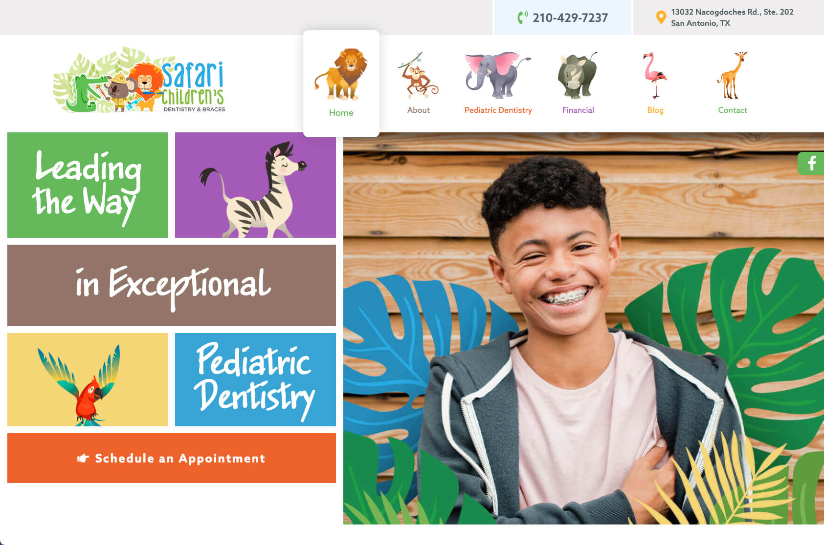 Safari Children's Dentistry & Braces website screencap