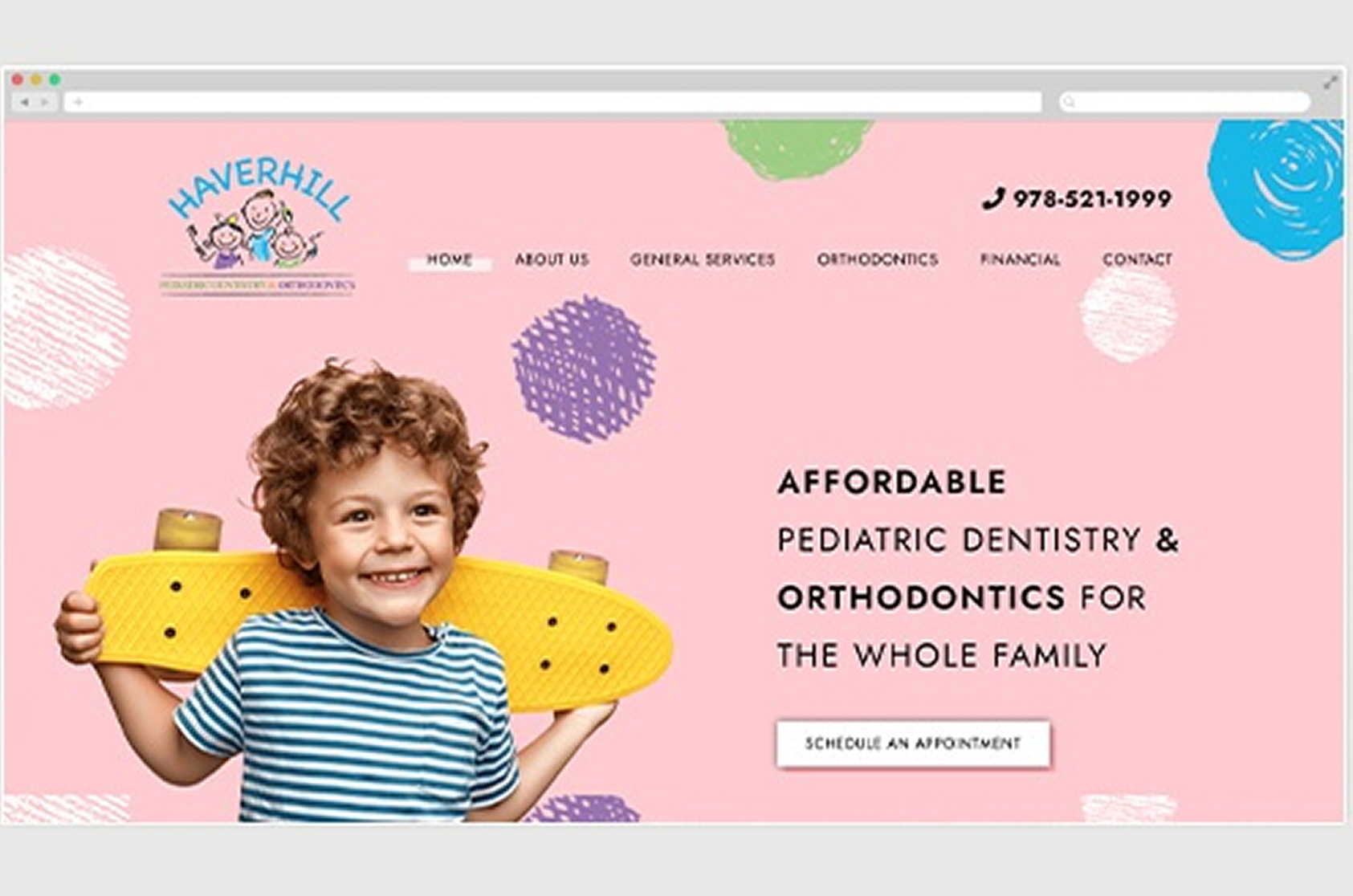 Haverhill Pediatric Dentistry and Orthodontics website screencap
